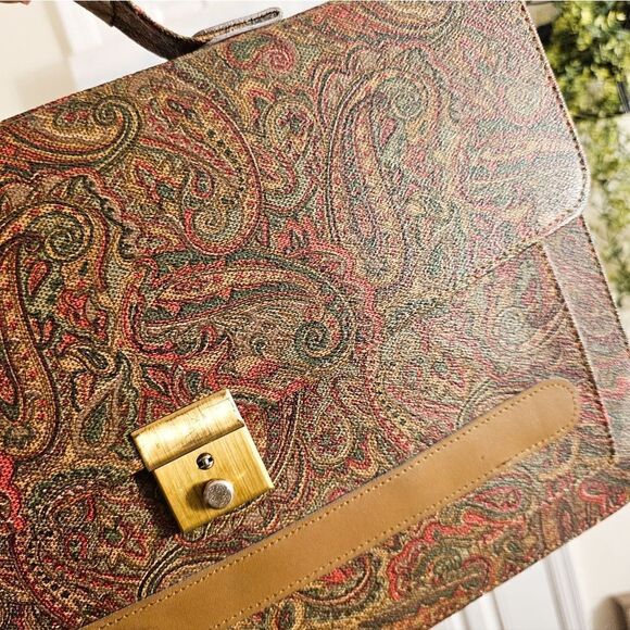 VTG Made In Korea Evelope Style Paisley Print Portfolio Briefcase. - Picture 10 of 15